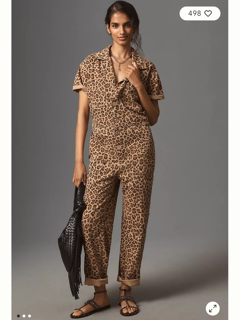 Pistola Grover short sleeve leopard jumpsuit 100% cotton Anthropologie